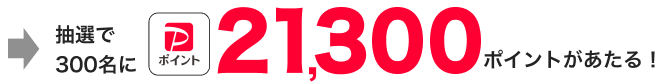 抽選で300名にPayPayポイント21,300ポイントがあたる！