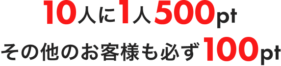 10人に1人500ptその他のお客様も必ず100pt