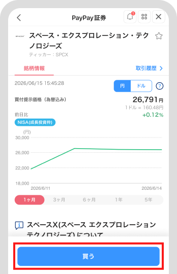 [買う]ボタンを選択