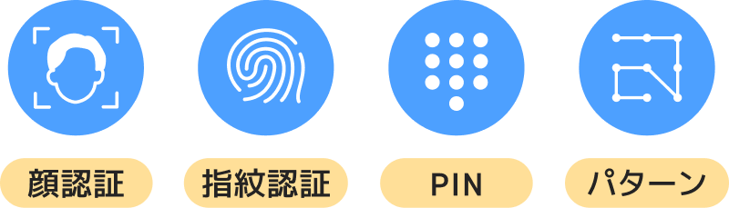 顔認証 指紋認証 PIN パターン