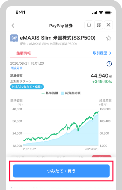 [つみたて・買う]を選択