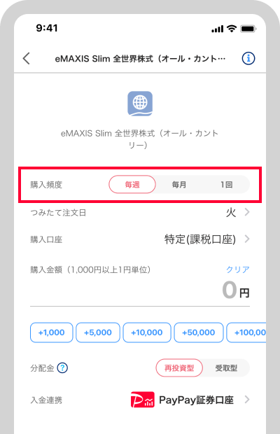 購入する頻度を選択