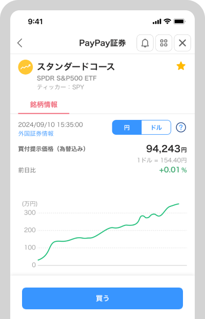 「買う」をタップ